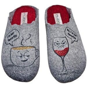 Flexus by Spring Step Women's Felt Slippers‎ Coffee Wine Print Gray Red EU Sz 38